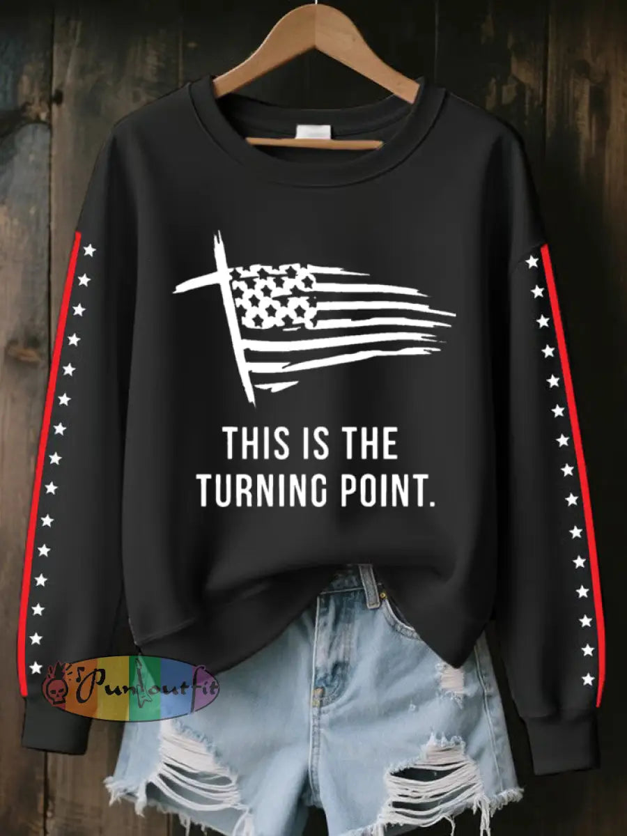 Women’s This Is The Turning Point Printed Sweatshirt Black / S