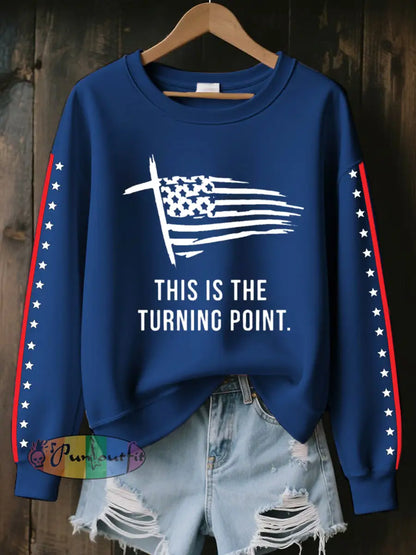 Women’s This Is The Turning Point Printed Sweatshirt Blue / S