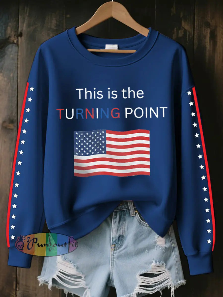 Women’s This Is The Turning Point Printed Sweatshirt Blue / S