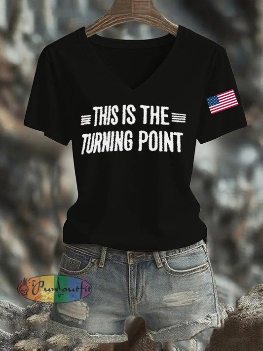 Women’s This Is The Turning Point Printed T-shirt Black / S