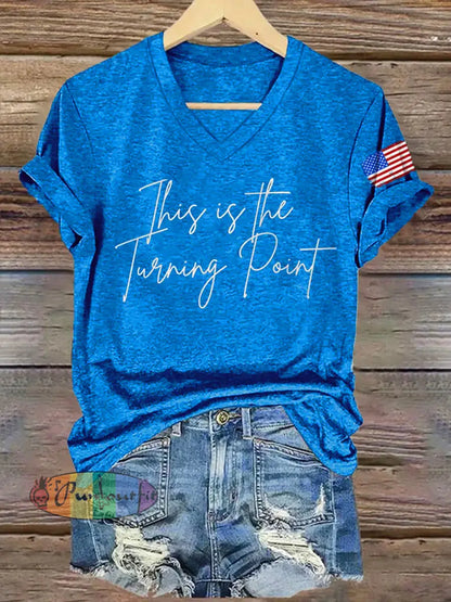 Women’s This Is The Turning Point Short Sleeve T-Shirt Blue / S