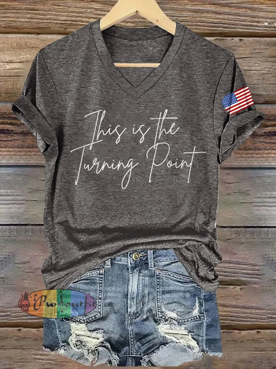 Women’s This Is The Turning Point Short Sleeve T-Shirt Dark Gray / S