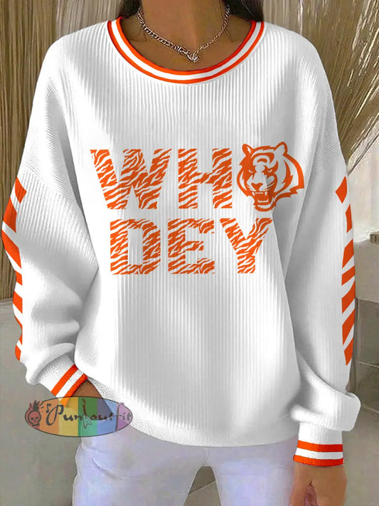 Women’s Tiger Print Sweatshirt White / S