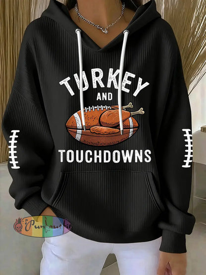 Women’s Turkey And Touchdowns Hoodie Black / S
