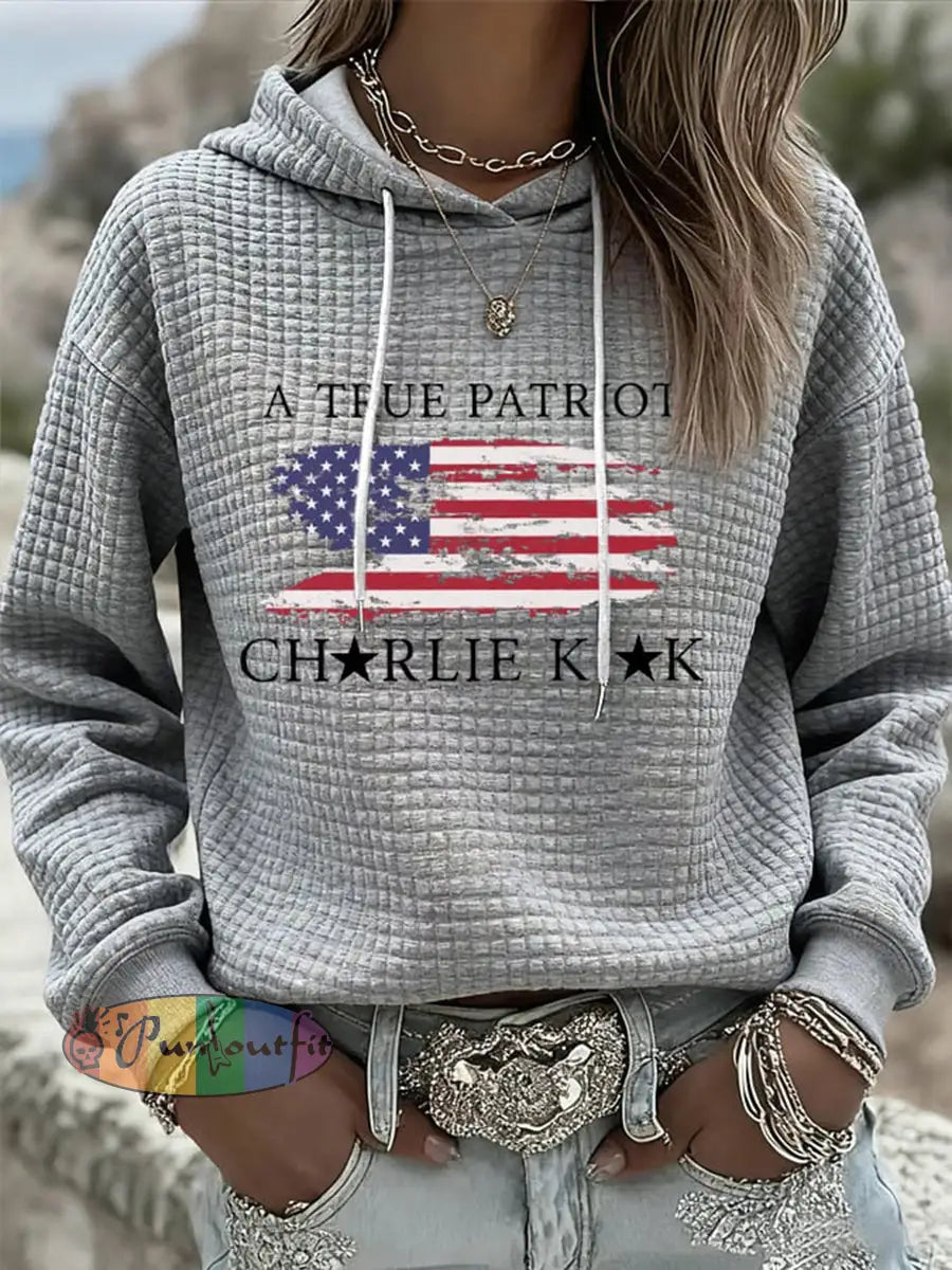 Women’s Turning Point Flag Printed Hoodie Light Gray / S