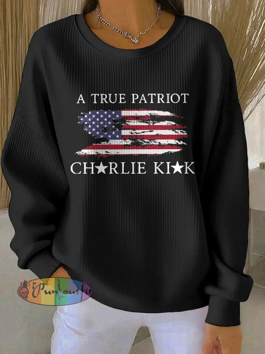 Women’s Turning Point Flag Printed Sweatshirt Black / S