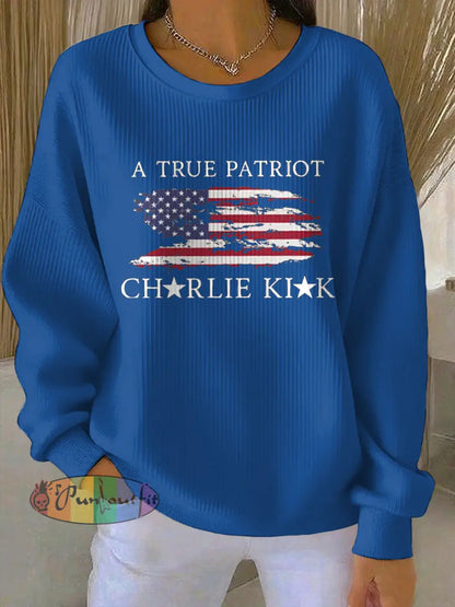 Women’s Turning Point Flag Printed Sweatshirt Blue / S