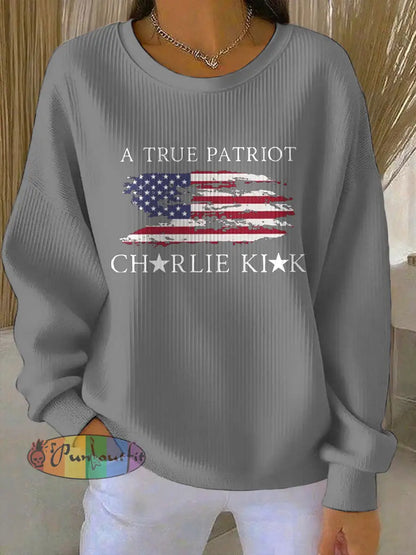 Women’s Turning Point Flag Printed Sweatshirt Light Gray / S