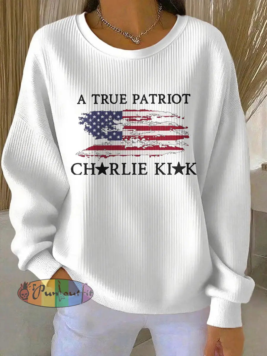 Women’s Turning Point Flag Printed Sweatshirt White / S