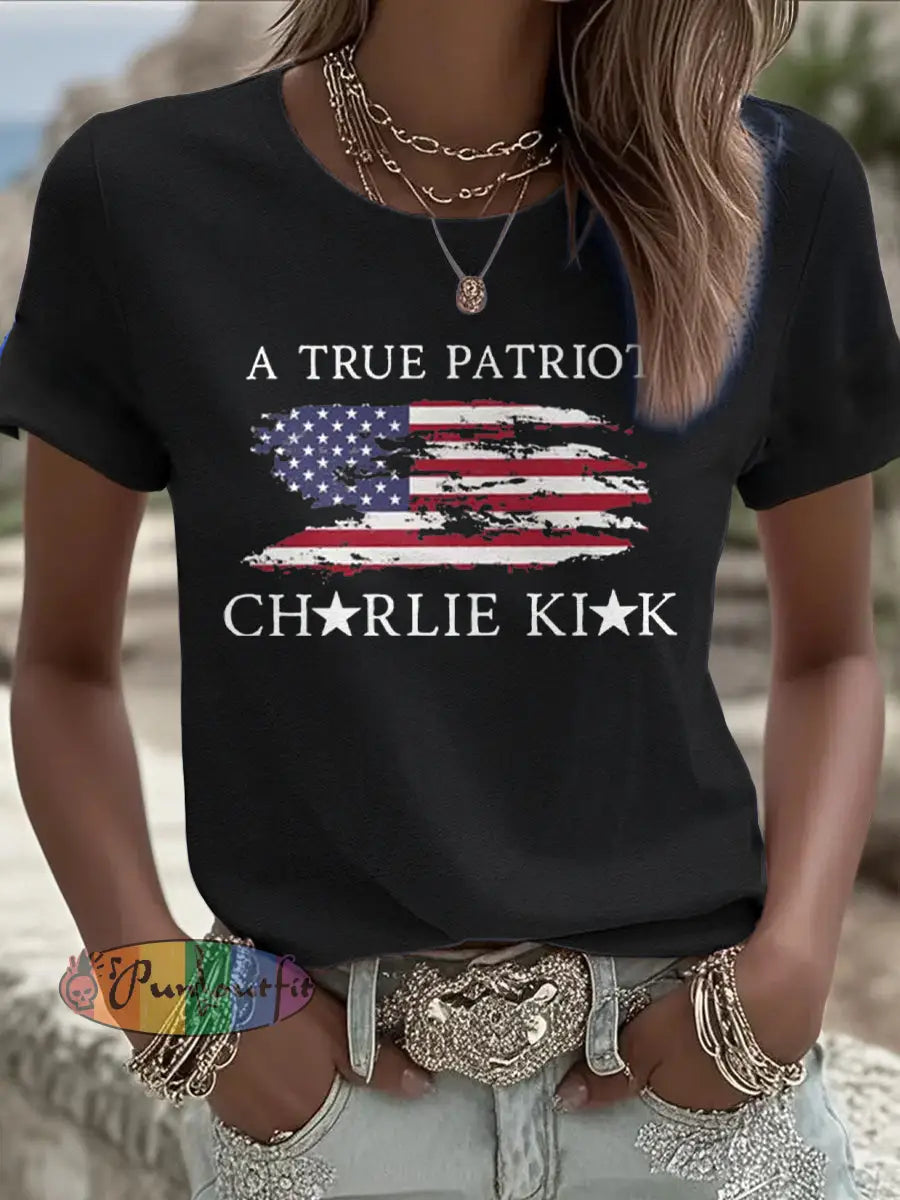 Women’s Turning Point Flag Printed T-shirt Black / S
