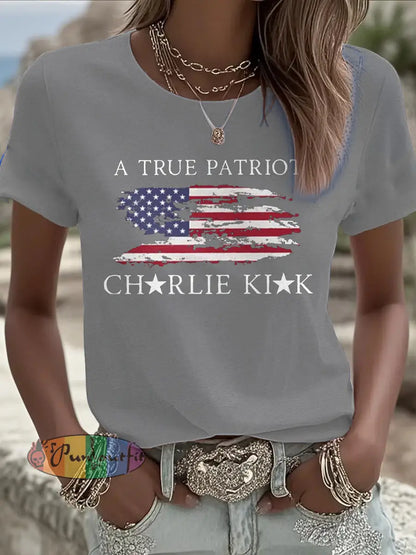 Women’s Turning Point Flag Printed T-shirt Light Gray / S