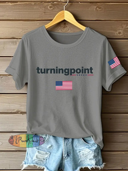 Women’s Turning Point Printed Iron On Short Sleeve T-Shirt Light Gray / S