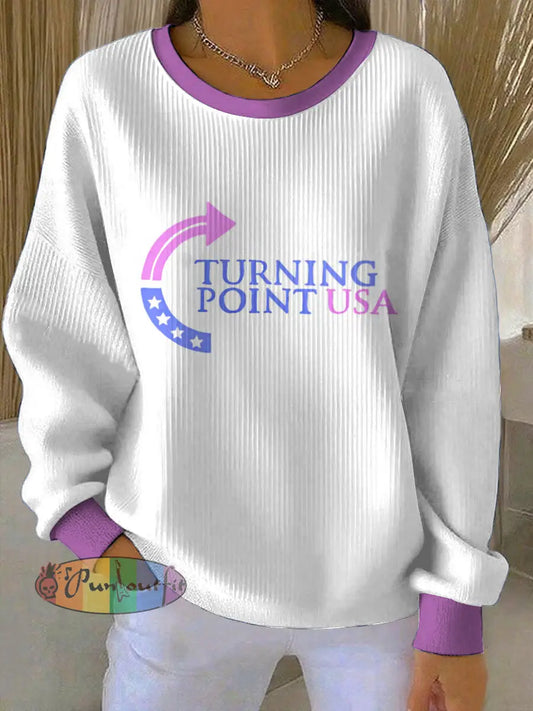Women’s Turning Point Printed Round Neck Long Sleeved Sweatshirt White / S