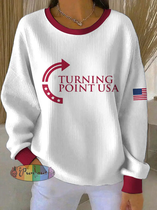 Women’s Turning Point Printed Round Neck Long Sleeved Sweatshirt White / S