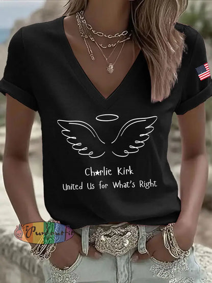 Women’s United Us For What Is Right Print Casual T-shirt Black / S
