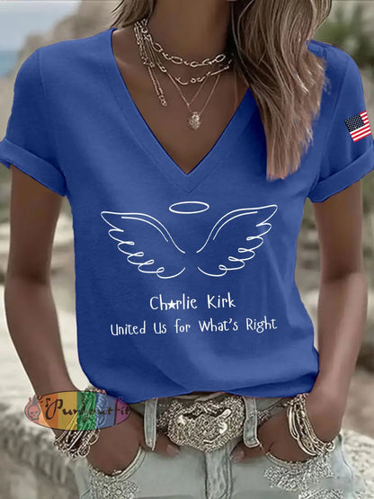 Women’s United Us For What Is Right Print Casual T-shirt Blue / S