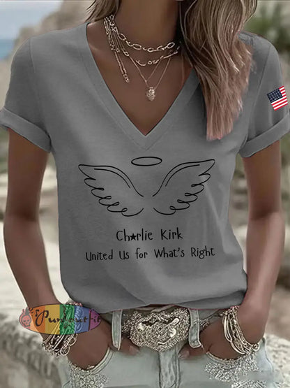Women’s United Us For What Is Right Print Casual T-shirt Light Gray / S