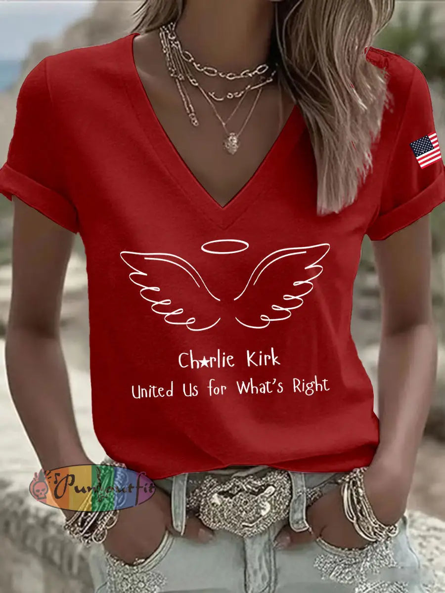 Women’s United Us For What Is Right Print Casual T-shirt Red / S