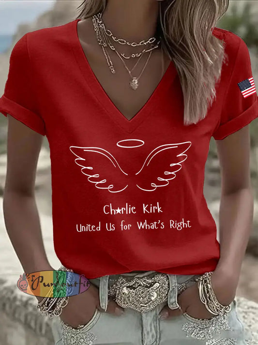 Women’s United Us For What Is Right Print Casual T-shirt Red / S