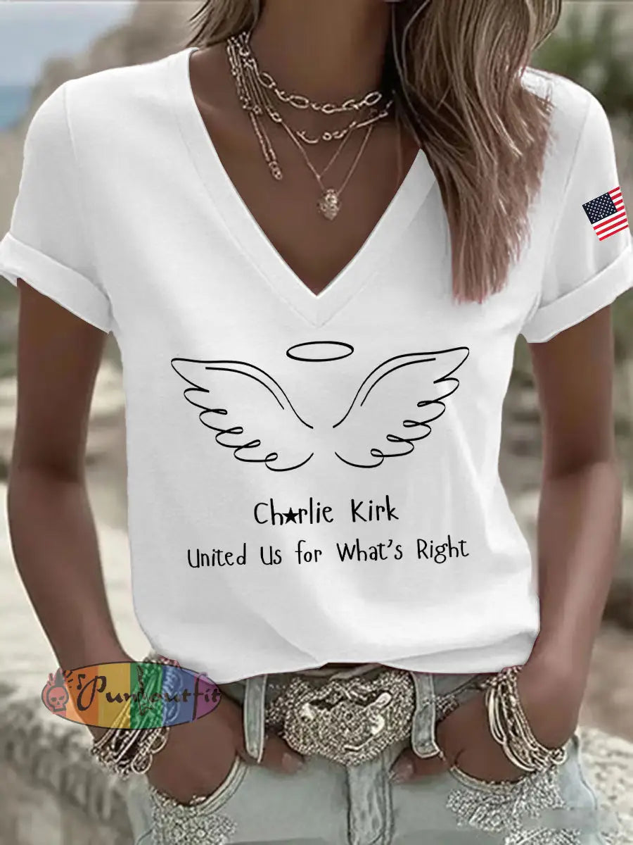 Women’s United Us For What Is Right Print Casual T-shirt White / S