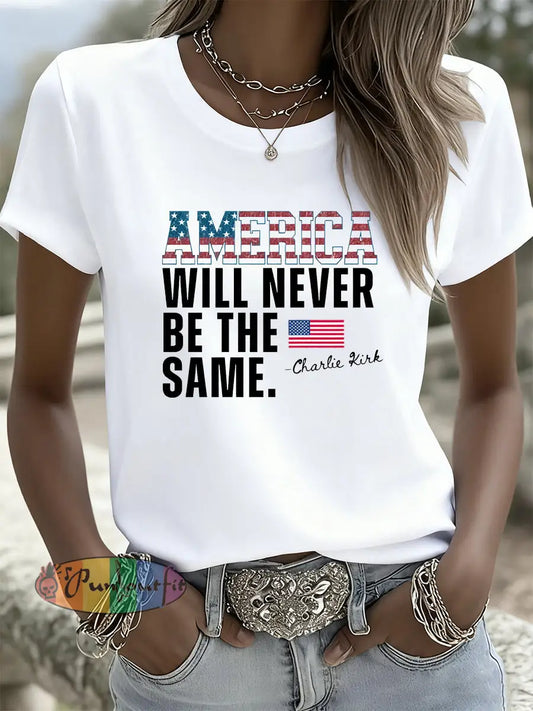Women’s Vintage Art Print Short Sleeve Casual T-Shirt A / S