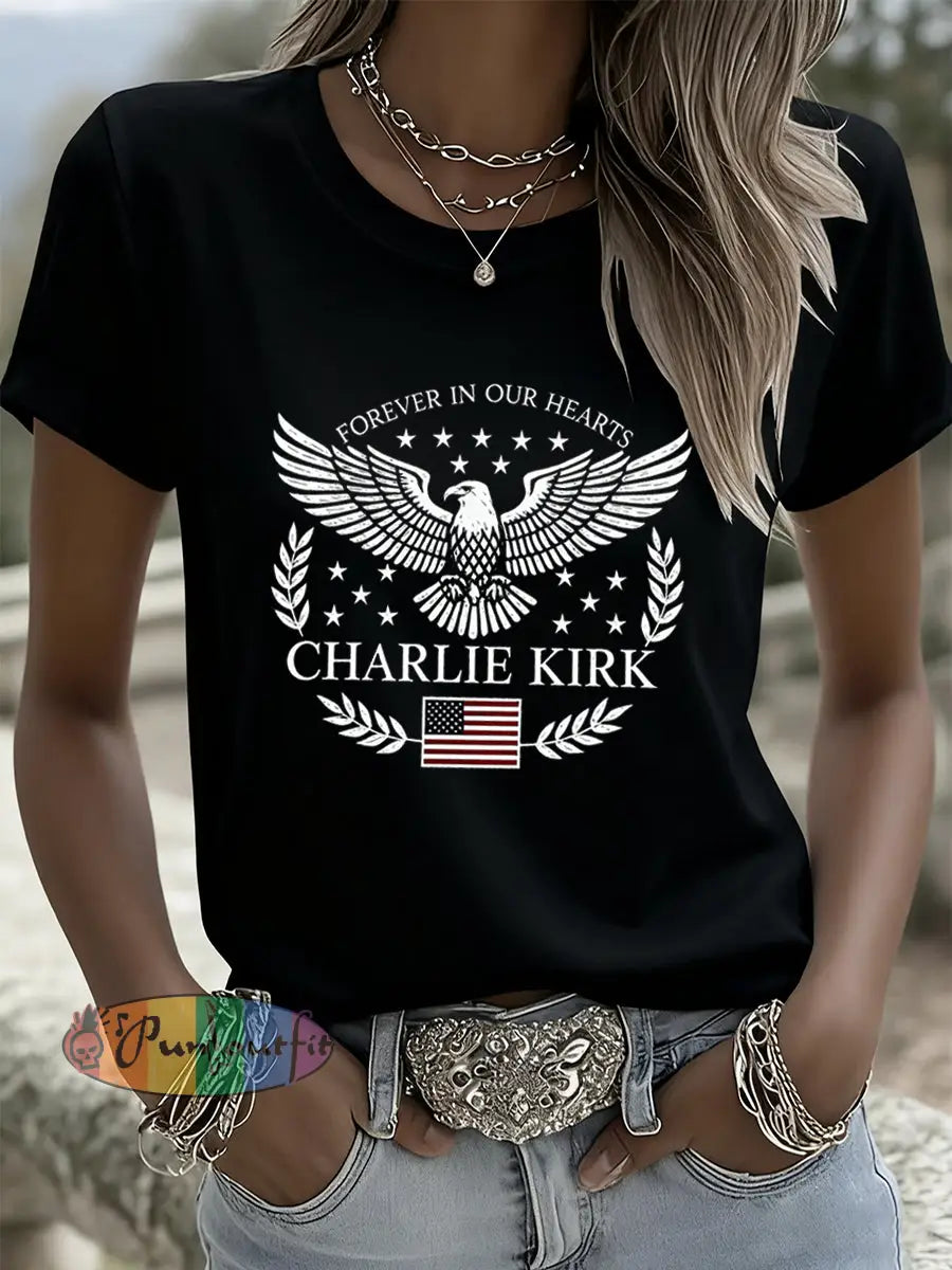 Women’s Vintage Art Print Short Sleeve Casual T-Shirt A / S