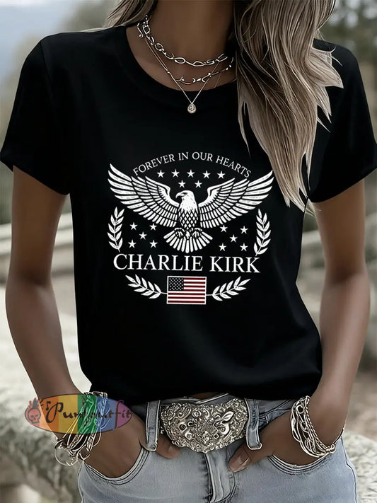 Women’s Vintage Art Print Short Sleeve Casual T-Shirt A / S