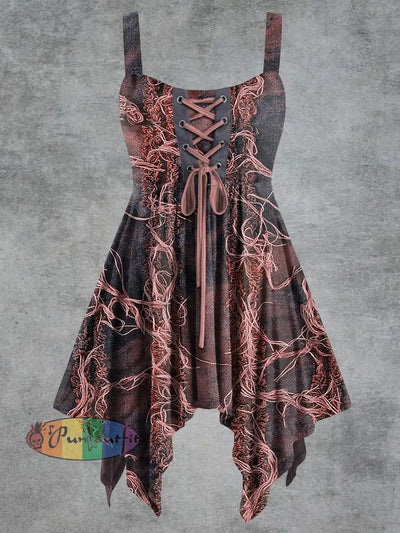 Women’s Vintage Print Tie-Strap Slip Dress Pink / S