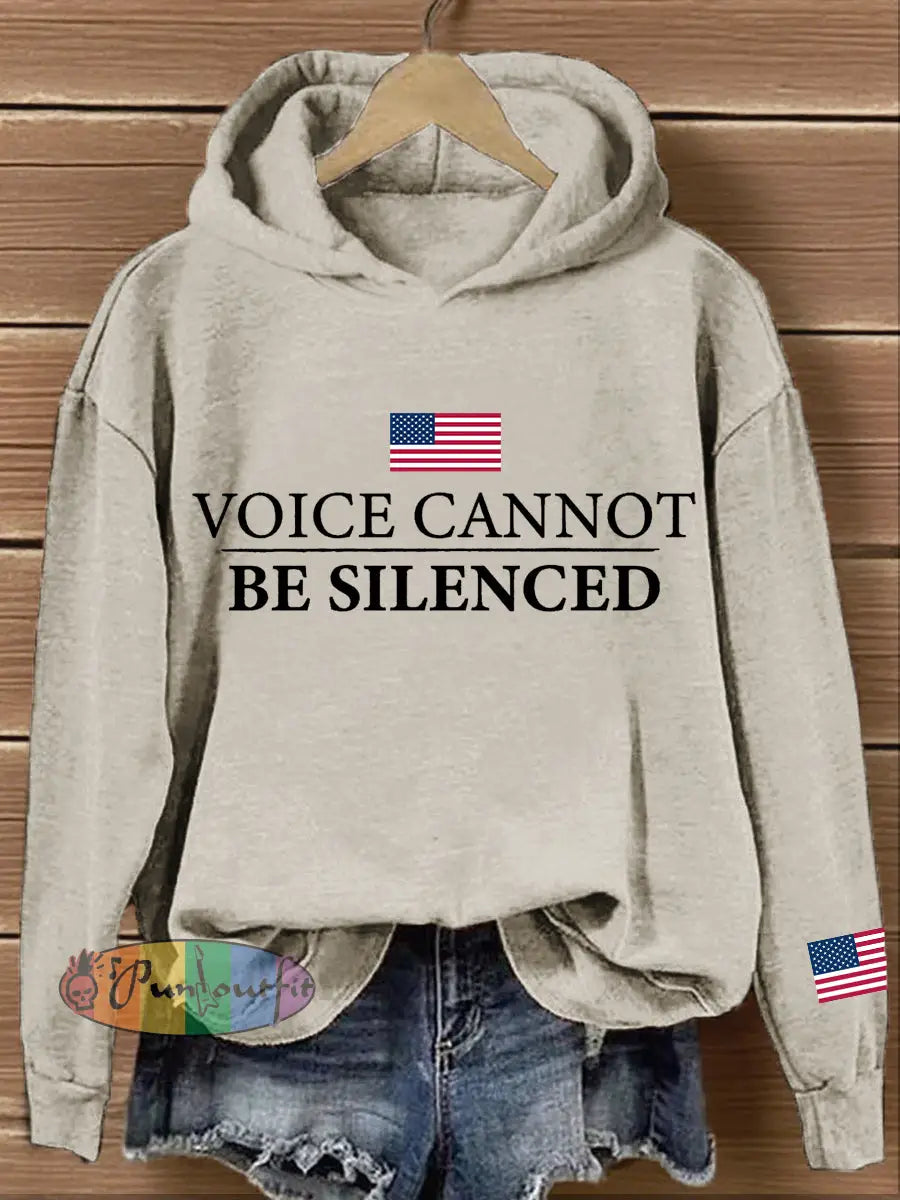 Women’s Voice Cannot Be Silenced Print Hoodie Apricot / S