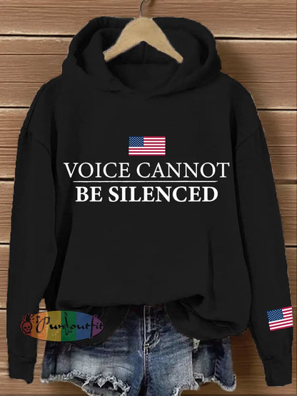 Women’s Voice Cannot Be Silenced Print Hoodie Black / S