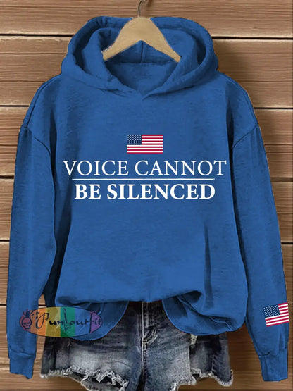 Women’s Voice Cannot Be Silenced Print Hoodie Blue / S