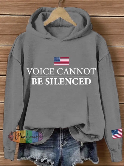 Women’s Voice Cannot Be Silenced Print Hoodie Gray / S