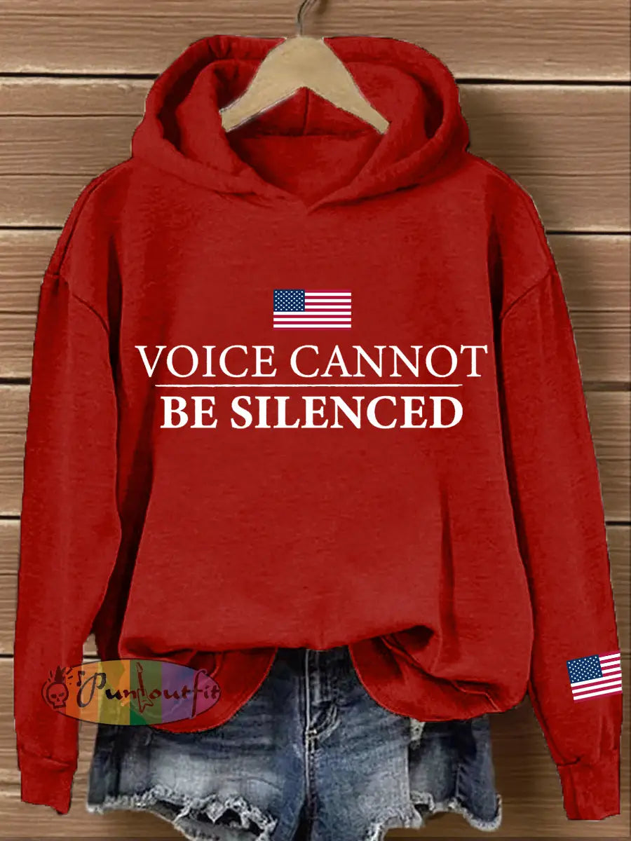 Women’s Voice Cannot Be Silenced Print Hoodie Red / S