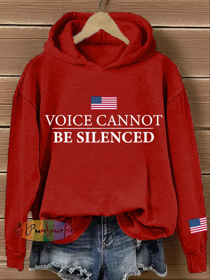 Women’s Voice Cannot Be Silenced Print Hoodie Red / S