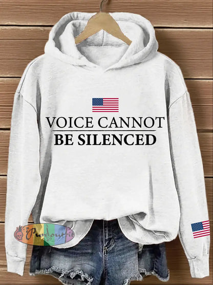 Women’s Voice Cannot Be Silenced Print Hoodie White / S