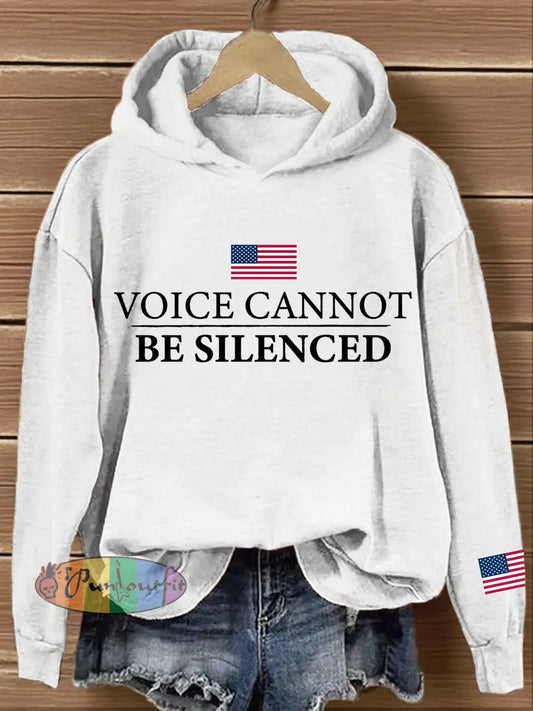 Women’s Voice Cannot Be Silenced Print Hoodie White / S