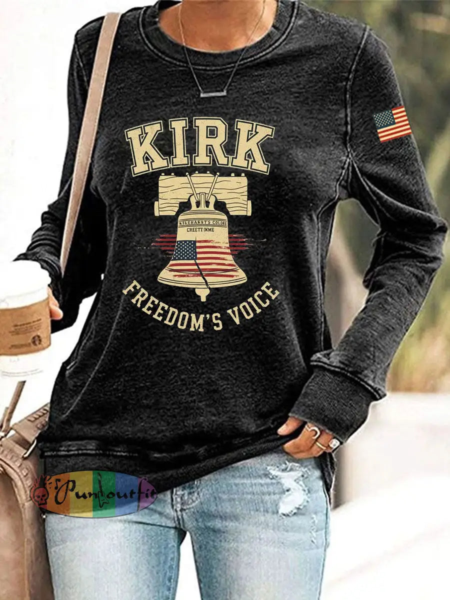 Women’s Voice of Freedom Print Casual Sweatshirt Black / S