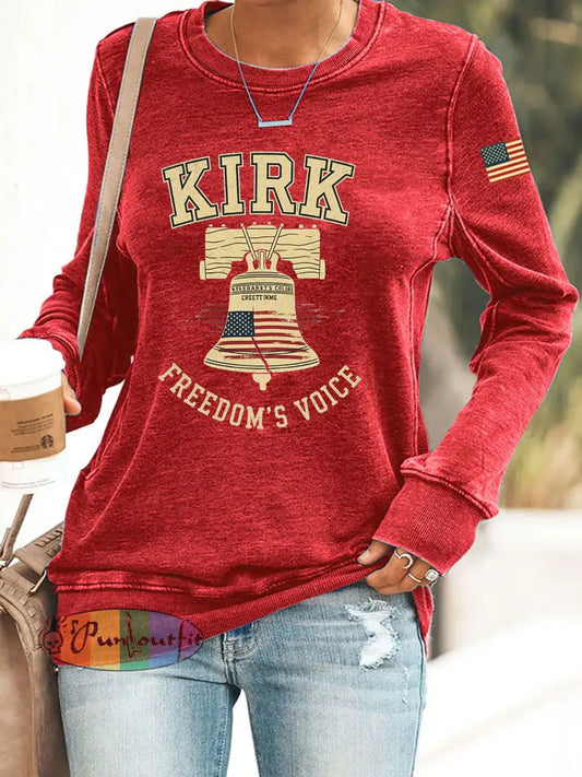 Women’s Voice of Freedom Print Casual Sweatshirt Red / S