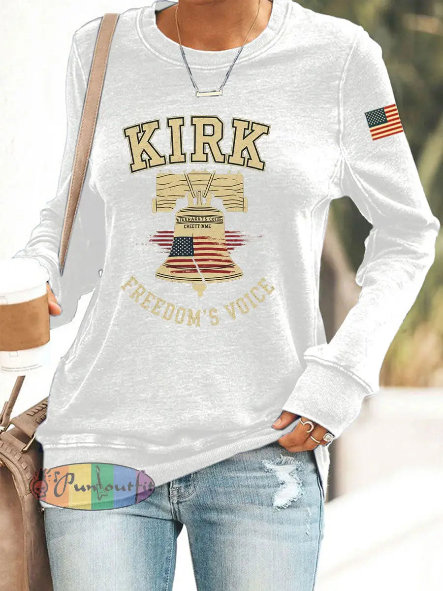 Women’s Voice of Freedom Print Casual Sweatshirt White / S