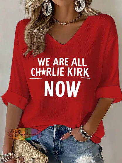 Women’s Voice of Freedom Waffle Print Casual T-Shirt Red / S