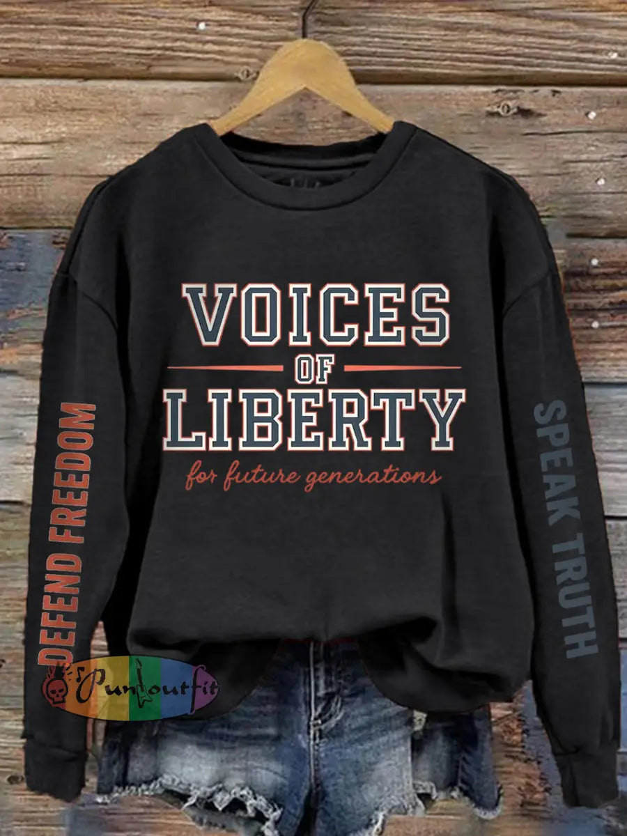 Women’s Voice of Liberty For Future Generation Print Sweatshirt Black / S