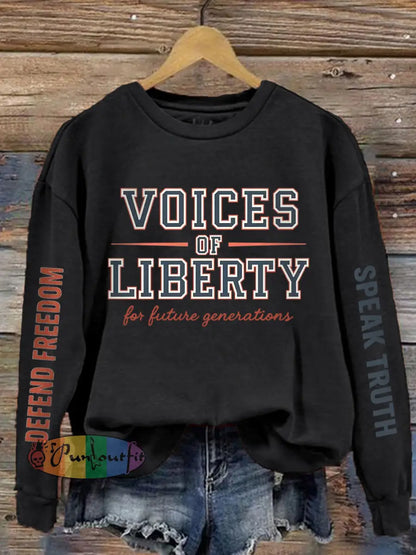 Women’s Voice of Liberty For Future Generation Print Sweatshirt Black / S