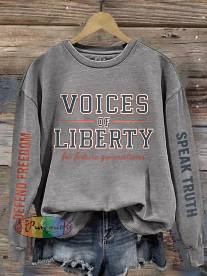 Women’s Voice of Liberty For Future Generation Print Sweatshirt Light Gray / S
