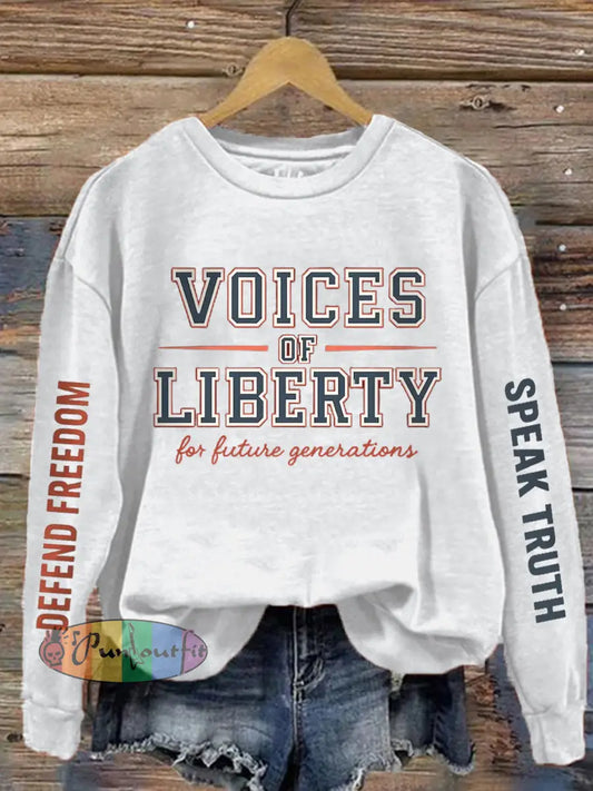 Women’s Voice of Liberty For Future Generation Print Sweatshirt White / S