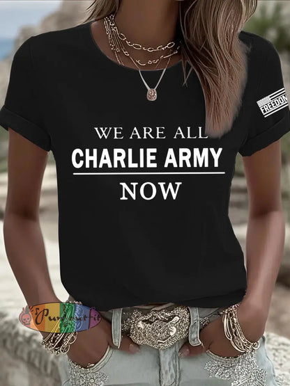 Women’s We Are All Charlie Kirk Army Now! R.I.P Charlie Kirk Tee Black / S