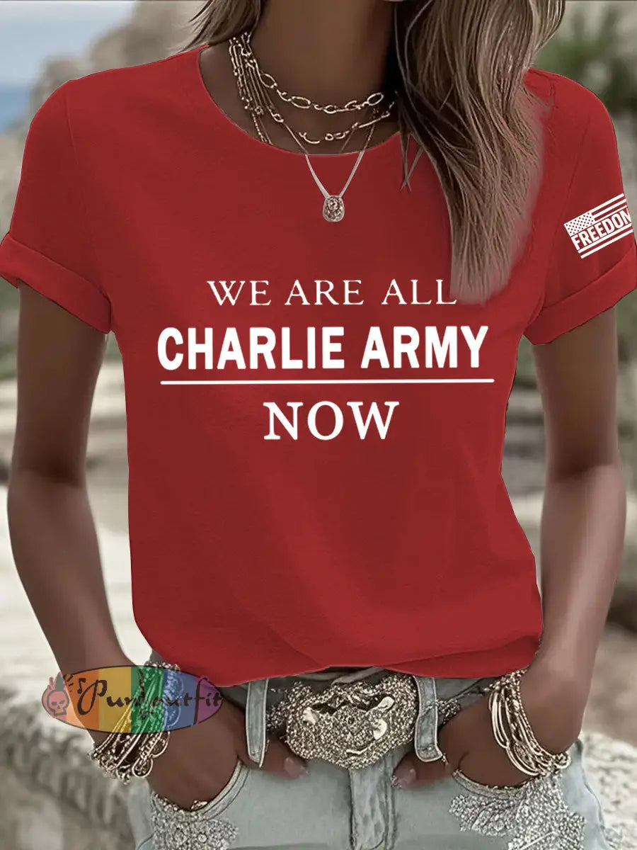 Women’s We Are All Charlie Kirk Army Now! R.I.P Charlie Kirk Tee Red / S