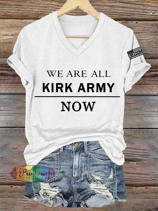 Women’s We Are All Charlie Kirk Army Now! R.I.P Charlie Kirk Tee White / S