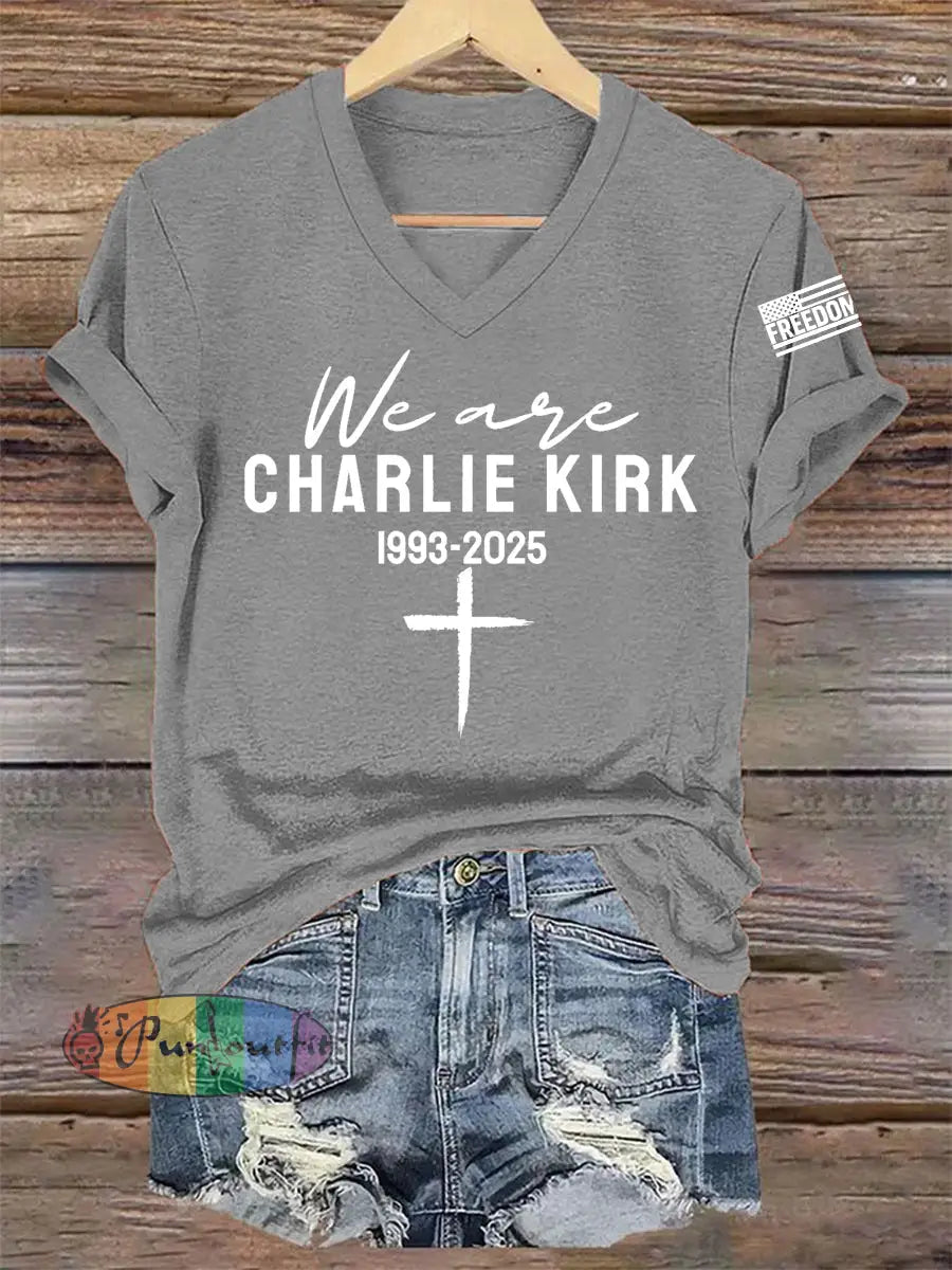 Women’s We Are All Charlie Kirk Now! R.I.P Charlie Kirk Tee Light Gray / S