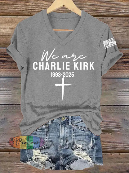 Women’s We Are All Charlie Kirk Now! R.I.P Charlie Kirk Tee Light Gray / S