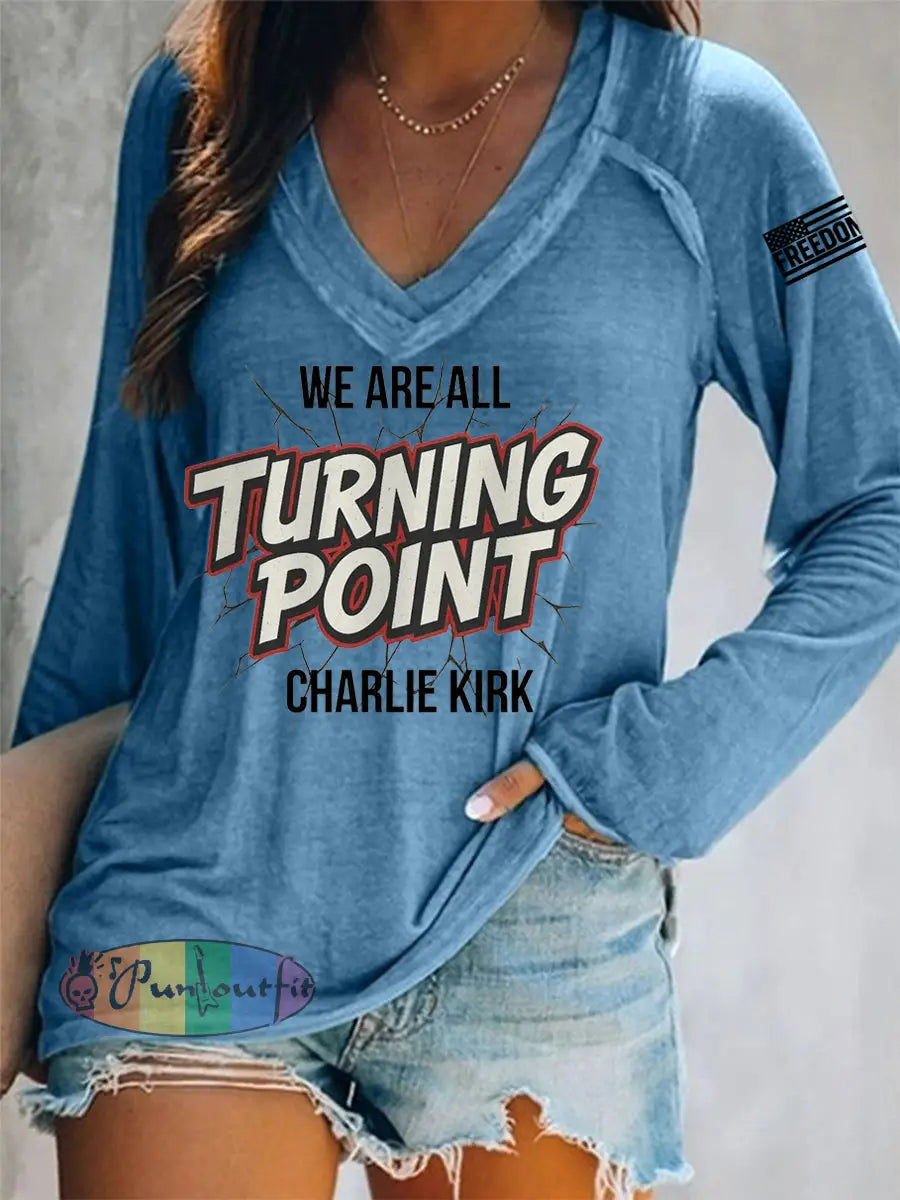 Women’s We Are All Charlie Kirk! R.I.P Charlie Kirk Long-Sleeve T-Shirt Blue / S